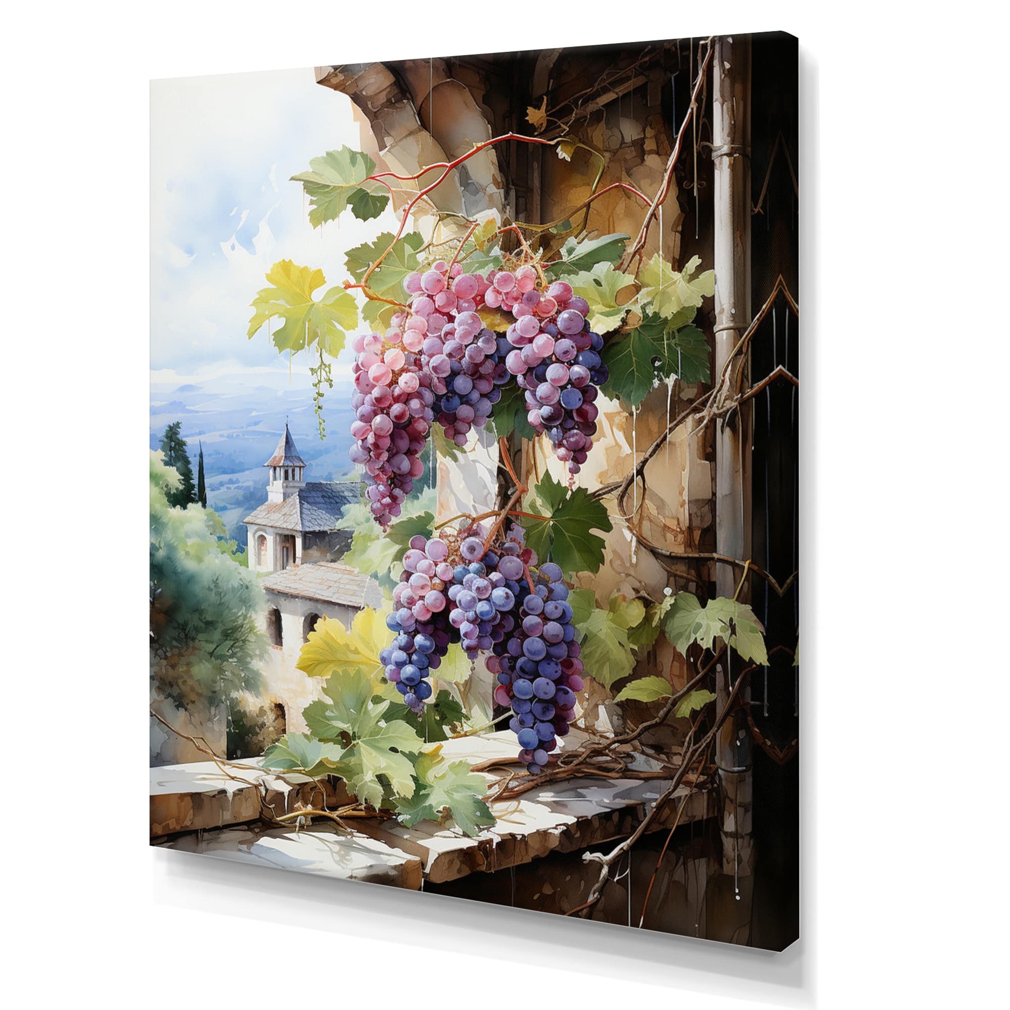 Designart "Purple Green Grapes Vineyards" Vineyard Wall Decor Bed